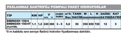 Paslanmaz Santrifüj Pompalı Paket Hidroforlar SMINOXH 150/4 SMINOXH 150/4T Flatörlü 1.1 Kw 1.5 Hp - Thumbnail